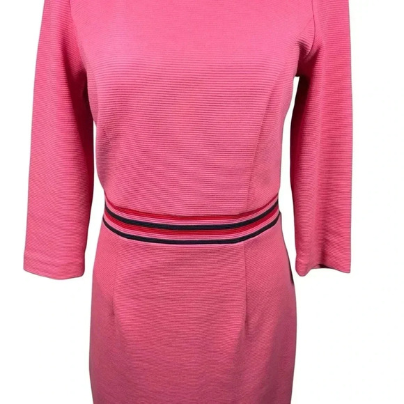 Boden Daisy Ottoman Pink Ribbed Open Neckline Long Sleeve Shift Midi Dress 6L - Picture 4 of 9